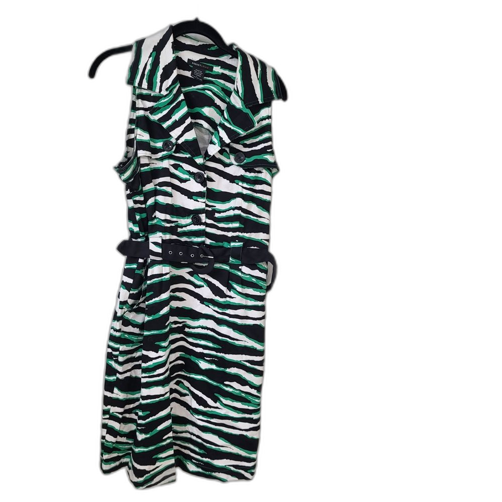 Robert Louis Green and Black Striped Midi Dress - Large